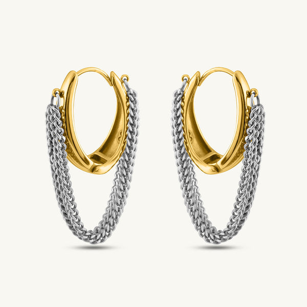 Gold & Silver Chain Hoop Earrings