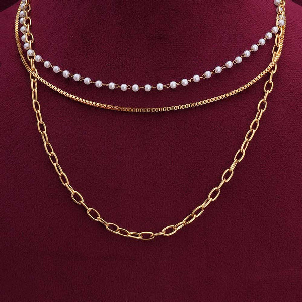 Classic Pearl Layered Gold Necklace