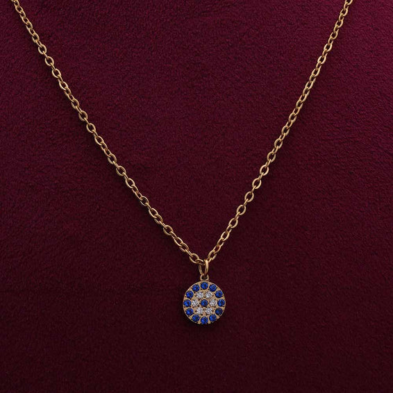 Blue Tapestry Gold Stone Necklace