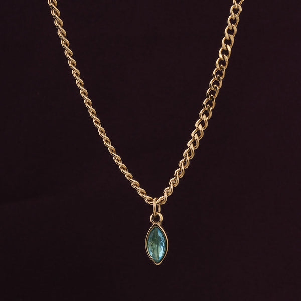 Shimmering Tear Green Birthstone Necklace