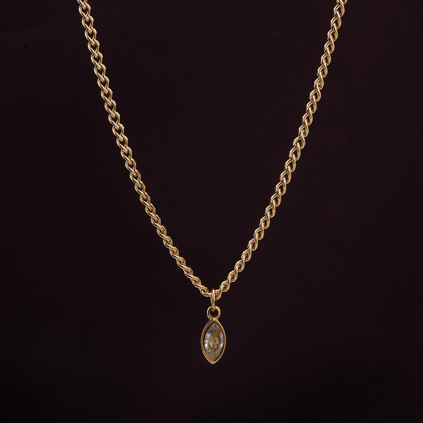 Diamond Dewdrop Brown Birthstone Necklace