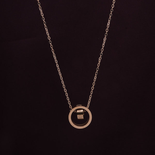 Dual Ring Rose Gold Necklace