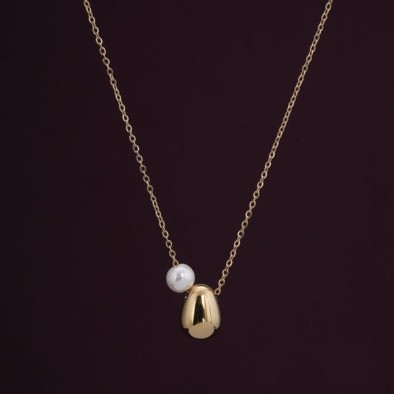 Gold Bean Necklace with Pearl