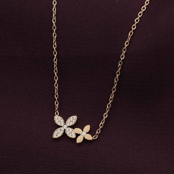 Shinning Four Petals Flower Necklace