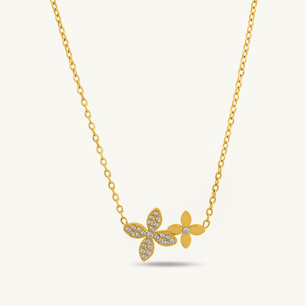 Shinning Four Petals Flower Necklace