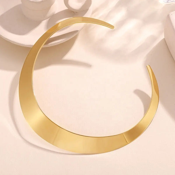 Open Collar Choker Gold Necklace