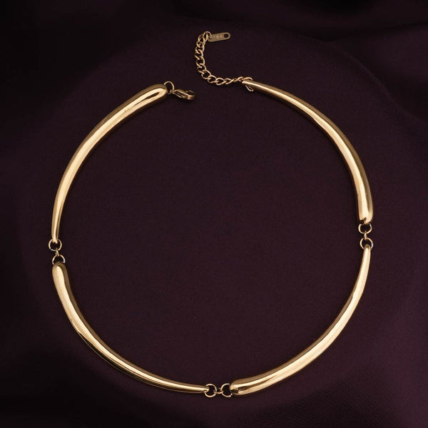 Gold Tube Collar Necklace