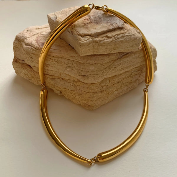 Gold Tube Collar Necklace