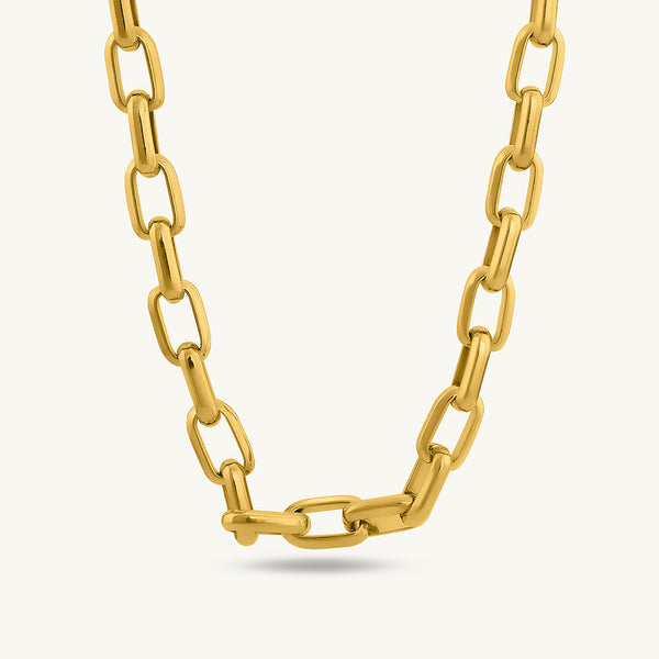 Gold Hollow Link Chain Necklace