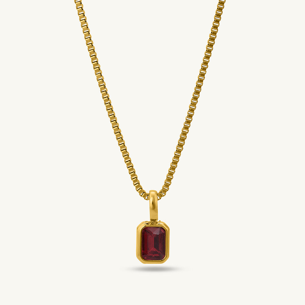 Graceful Deep Red Stone Pendant Necklace