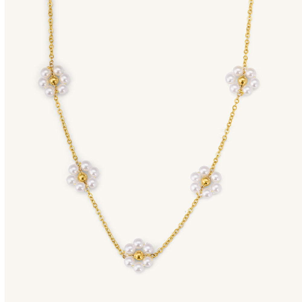 Pearl Flower Chain Necklace
