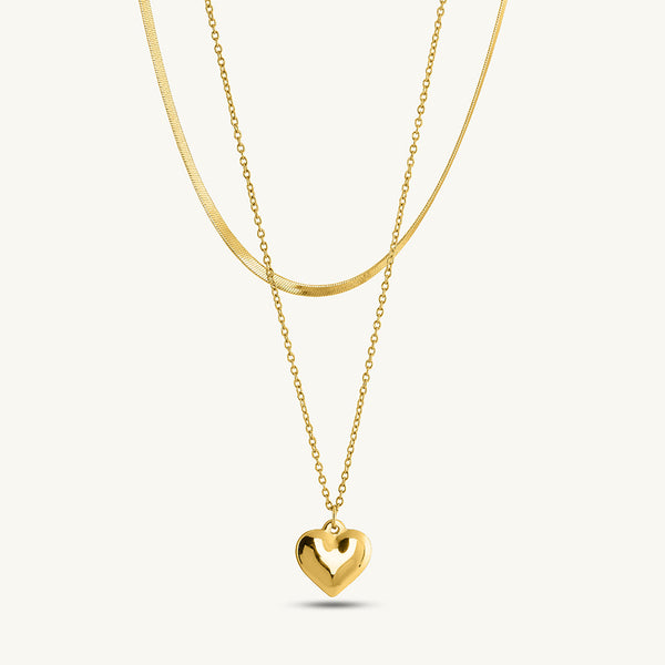 Layered Heart Gold Necklace