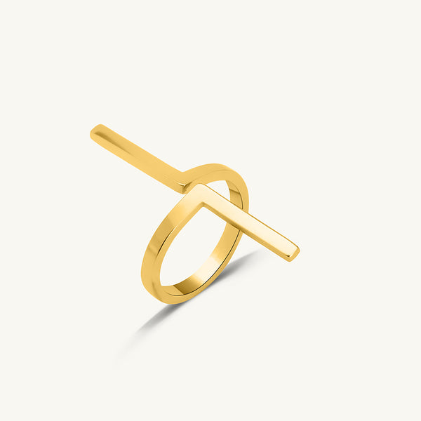 Modern L-Shaped Gold Band Ring