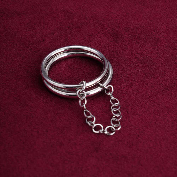 Silver Two Finger Chain Ring