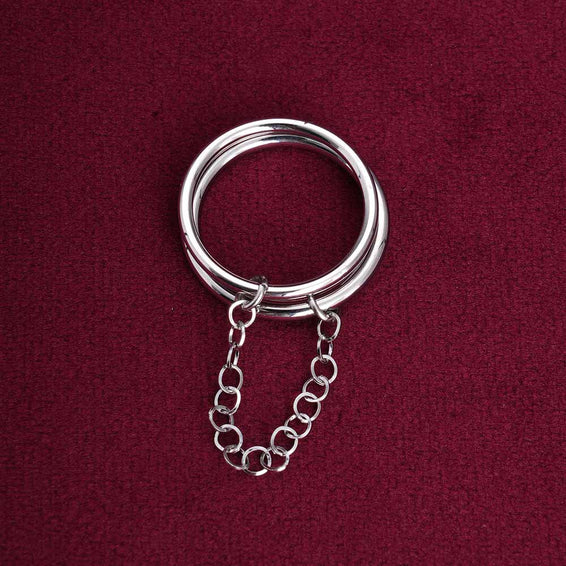 Silver Two Finger Chain Ring