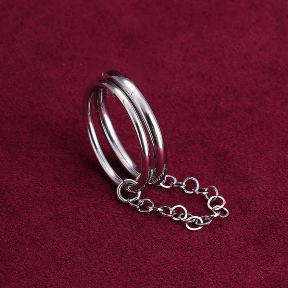 Silver Two Finger Chain Ring