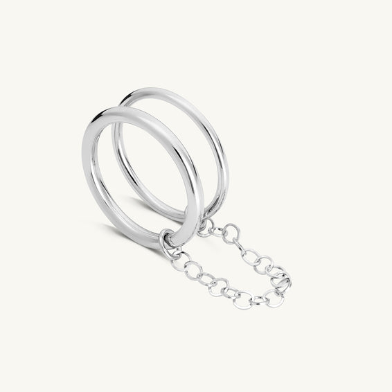 Silver Two Finger Chain Ring