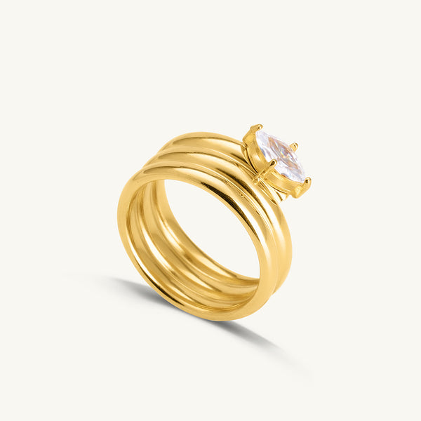 Solitaire Zirconia Gold Ring