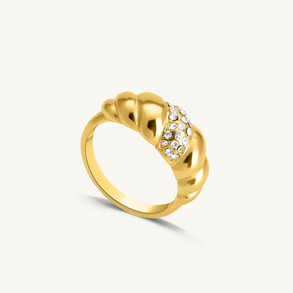 Zirconia Croissant Gold Ring