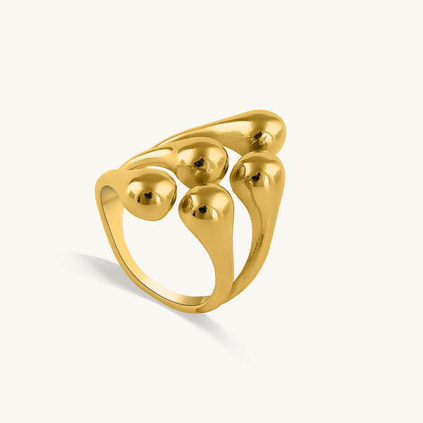 Chunky Beads Gold Ring