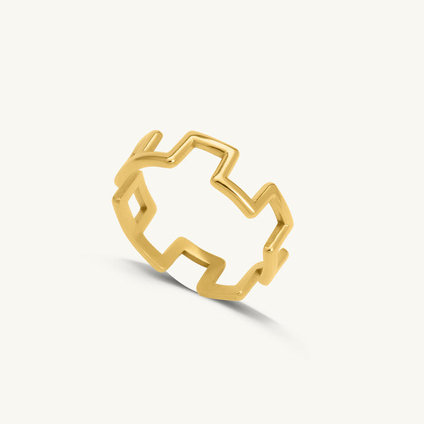 Gold Slit Adjustable Ring