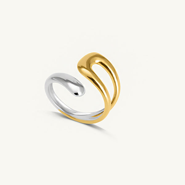 Twisted Silver Gold Tone Ring