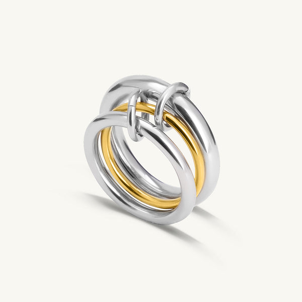 Interlocking Trio Three Finger Ring