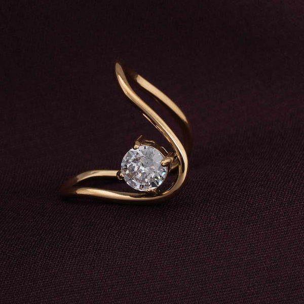 Trendy Curve Diamond Ring (Size-6)