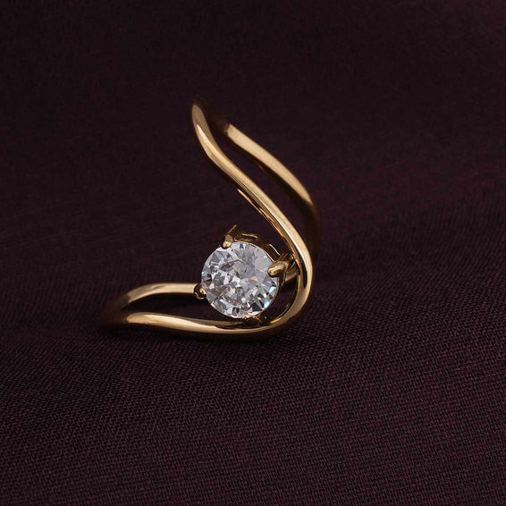 Trendy Curve Diamond Ring (Size-6)