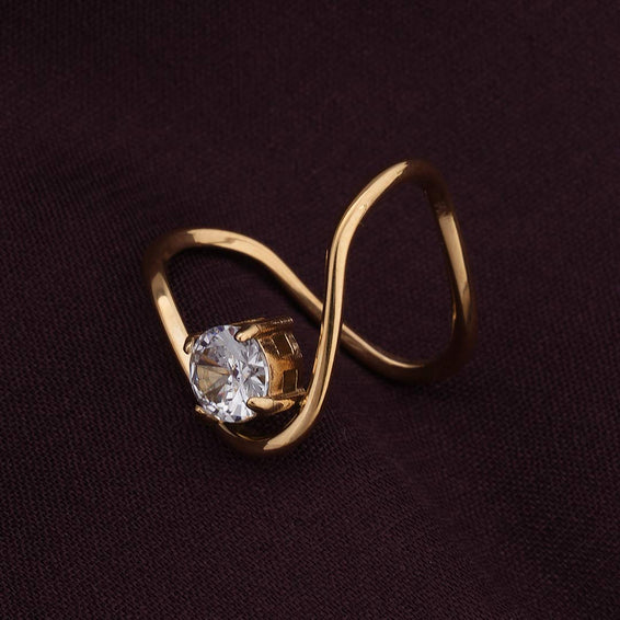 Trendy Curve Diamond Ring (Size-6)