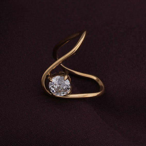 Trendy Curve Diamond Ring (Size-7)