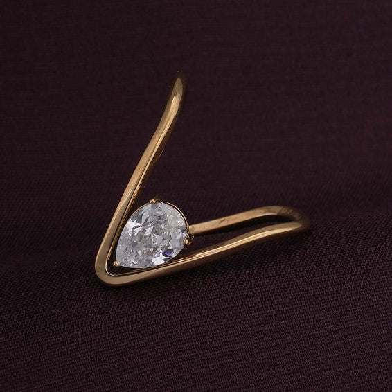 Trendy Vee Diamond Ring (Size-7)