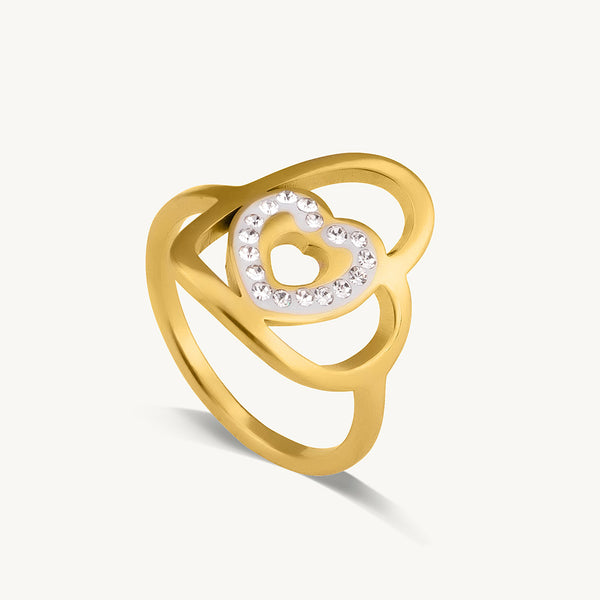 Gold Double Heart Ring