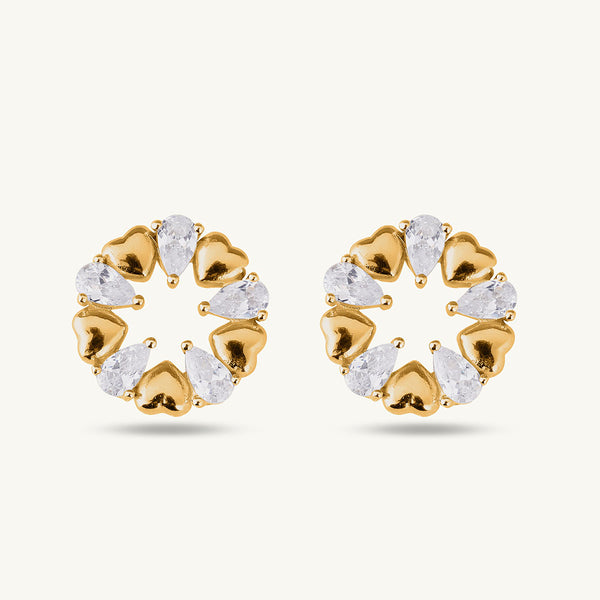 Bling Pulse Diva Stud Earrings | 18K Gold Vermeil Plated