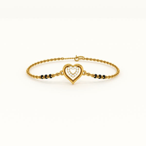 Heart-Shaped 925 Sterling Silver Mangalsutra Bracelet