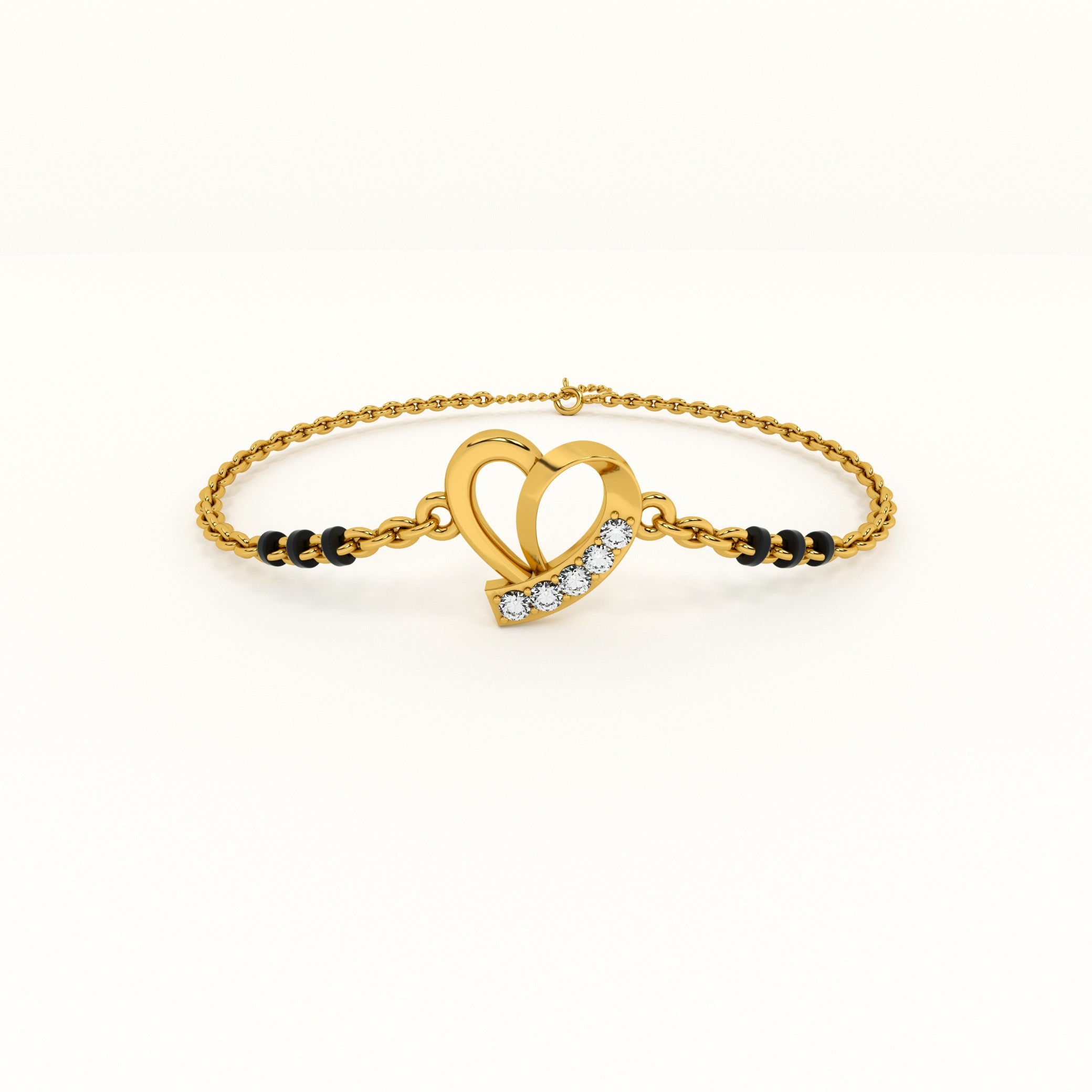 Delicate Heart 925 Sterling Silver Mangalsutra Bracelet