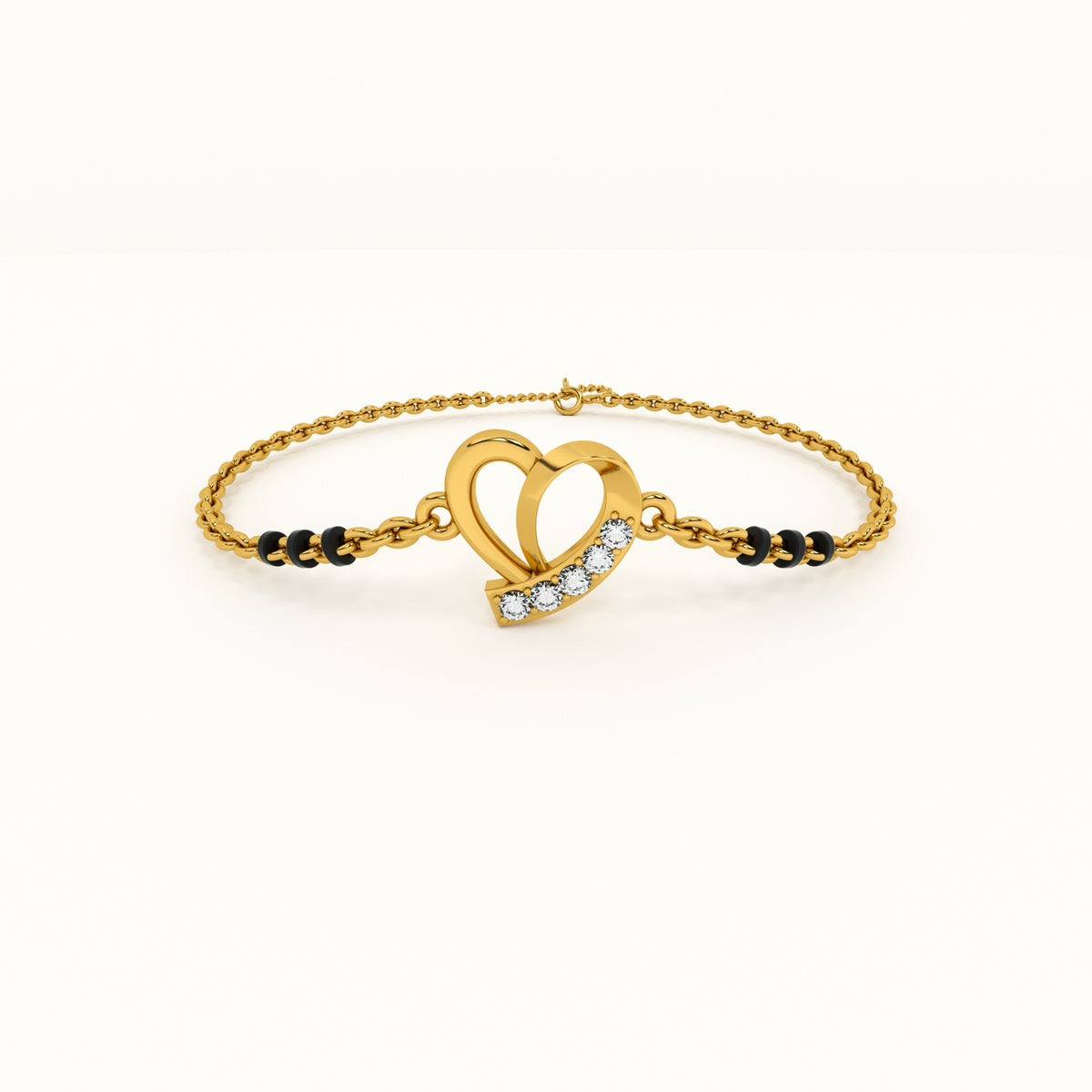 Delicate Heart 925 Sterling Silver Mangalsutra Bracelet | BIS Hallmarked | 18k Gold Vermeil
