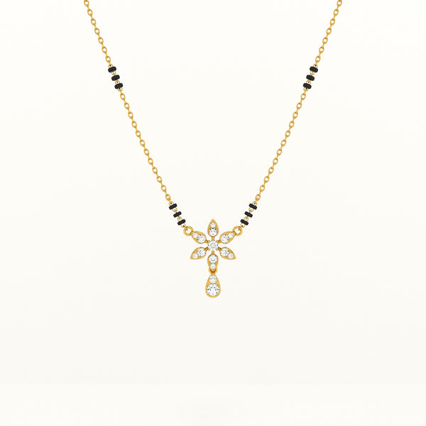 Floral Solitaire Pendant 925 Silver Mangalsutra