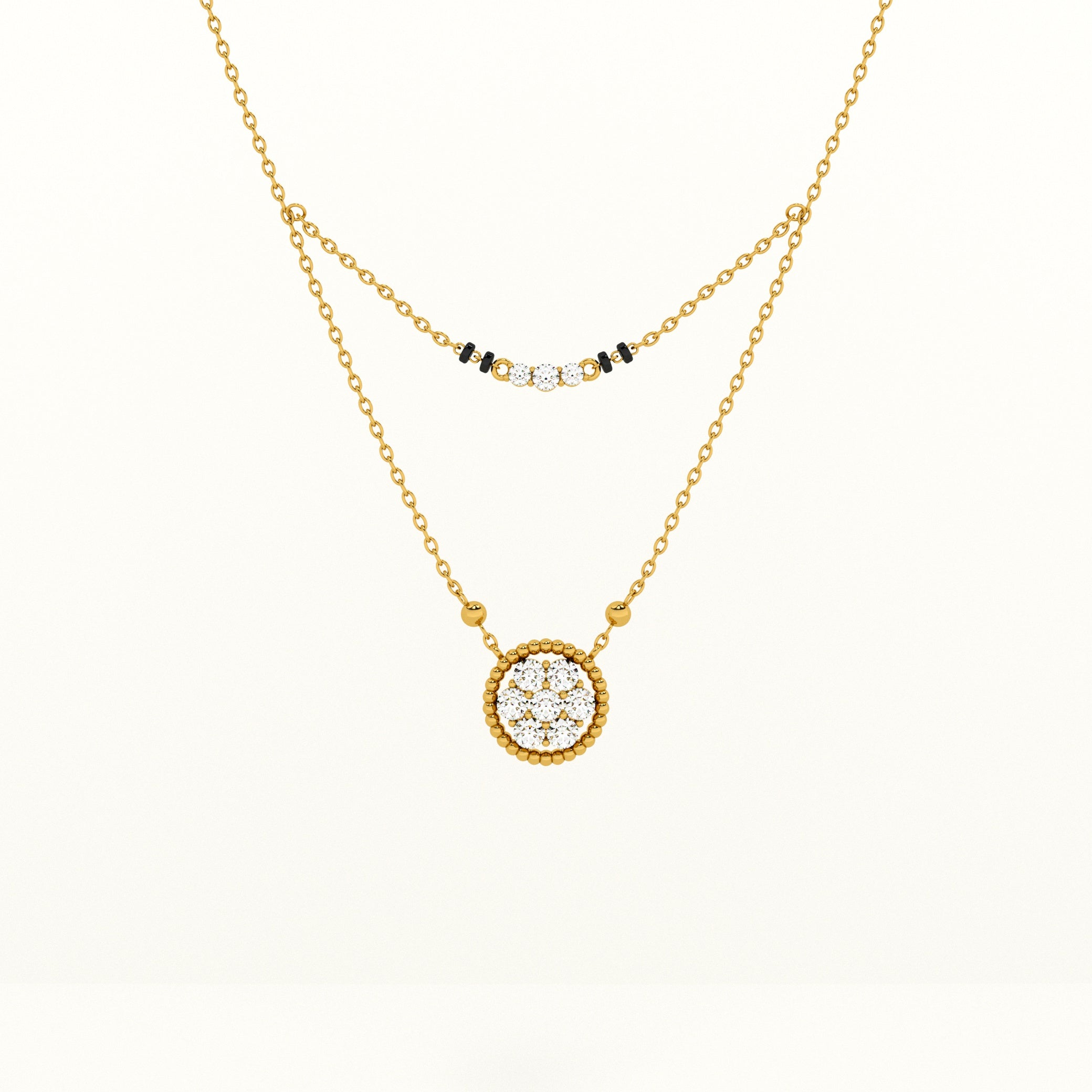 Double Layered Pendant 925 Silver Mangalsutra | BIS Hallmarked | 18k Gold Vermeil