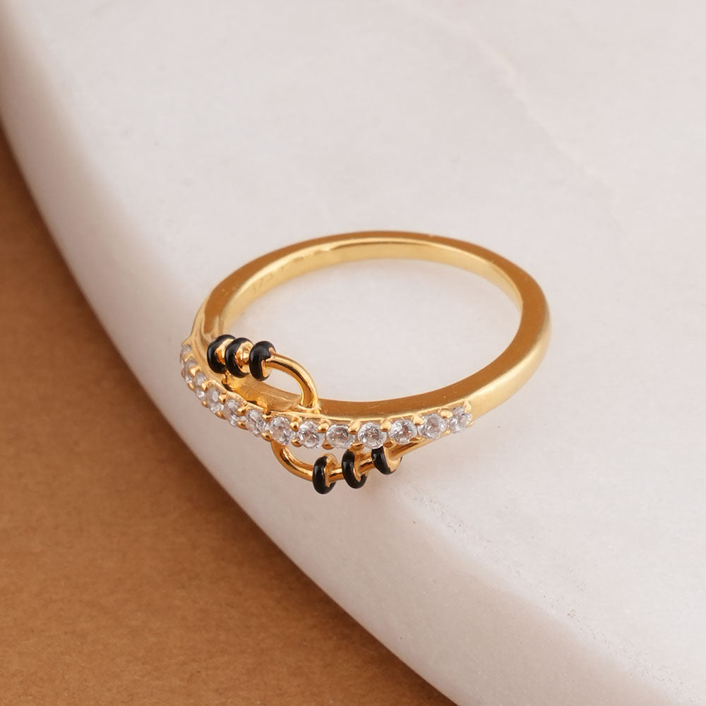 Wave Design 925 Sterling Silver Mangalsutra Ring – PALMONAS