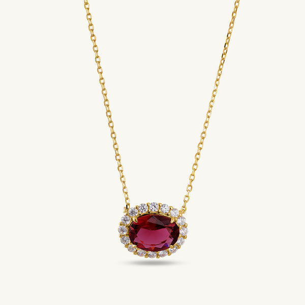 Ruby oval cluster pendant | 18K Gold Vermeil Plated