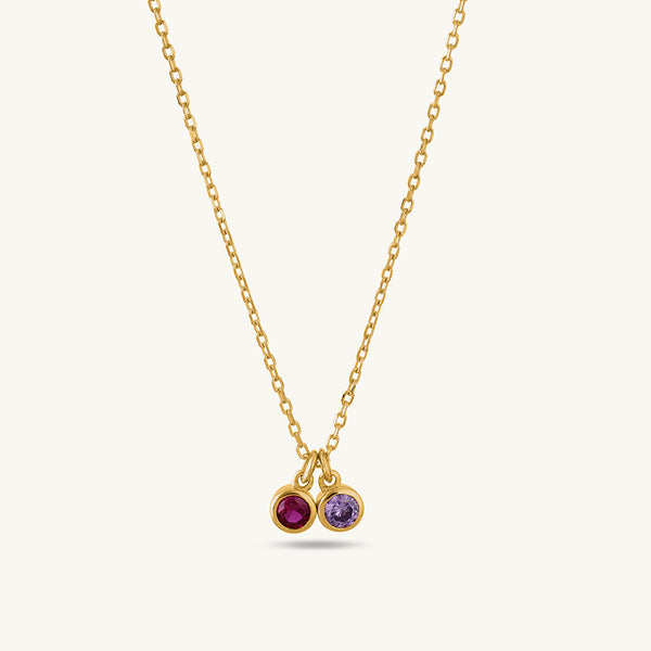 Dual Charm Colorstone Pendant | 18K Gold Vermeil Plated