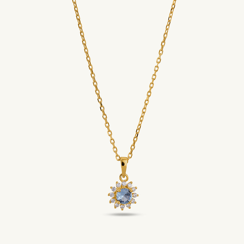 Aquablue cluster pendant | 18K Gold Vermeil Plated
