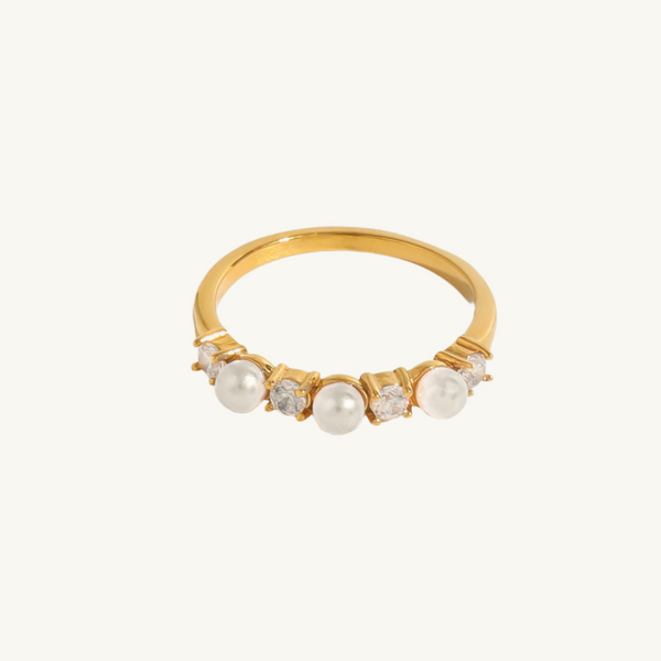 Geometric Pearl Gold Ring