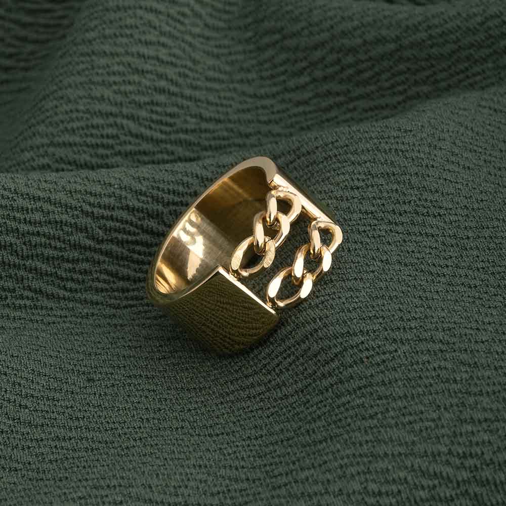 Chunky Gold Chain Ring - view 6