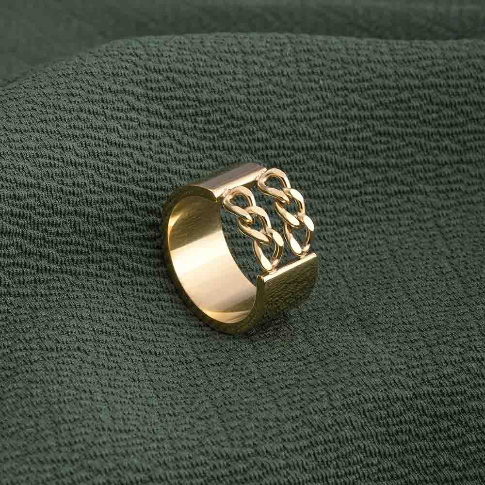 Chunky Gold Chain Ring - view 7