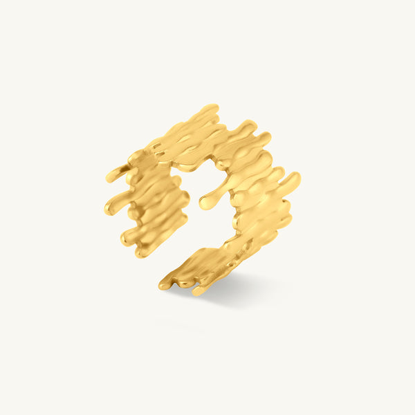 Golden Drip Texture Ring