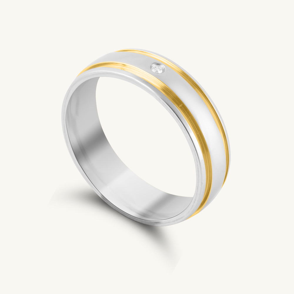 Dual Gold Stripe Band Ring