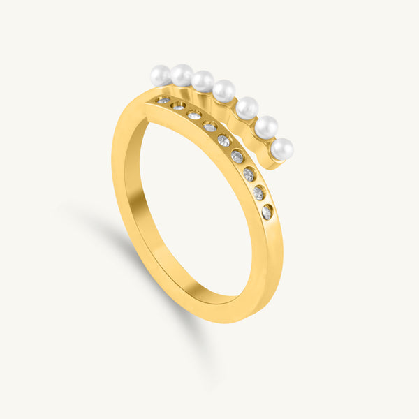 Orbit Glow Arc Pearl Ring