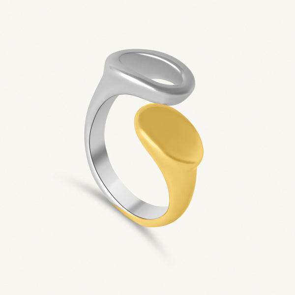 Dual Tone Disc Open Ring